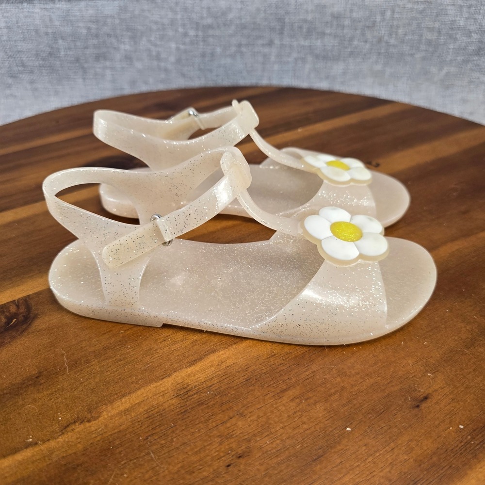 Old Navy Toddler Girls‎ Clear Glitter Flower Jelly Sandals Size 11 Cute